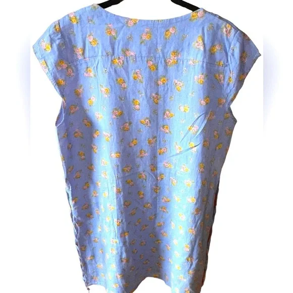 XXL Italian linen floral dress, bought in Aux France NWOT . Gorgeous periwinkle - Picture 2 of 9